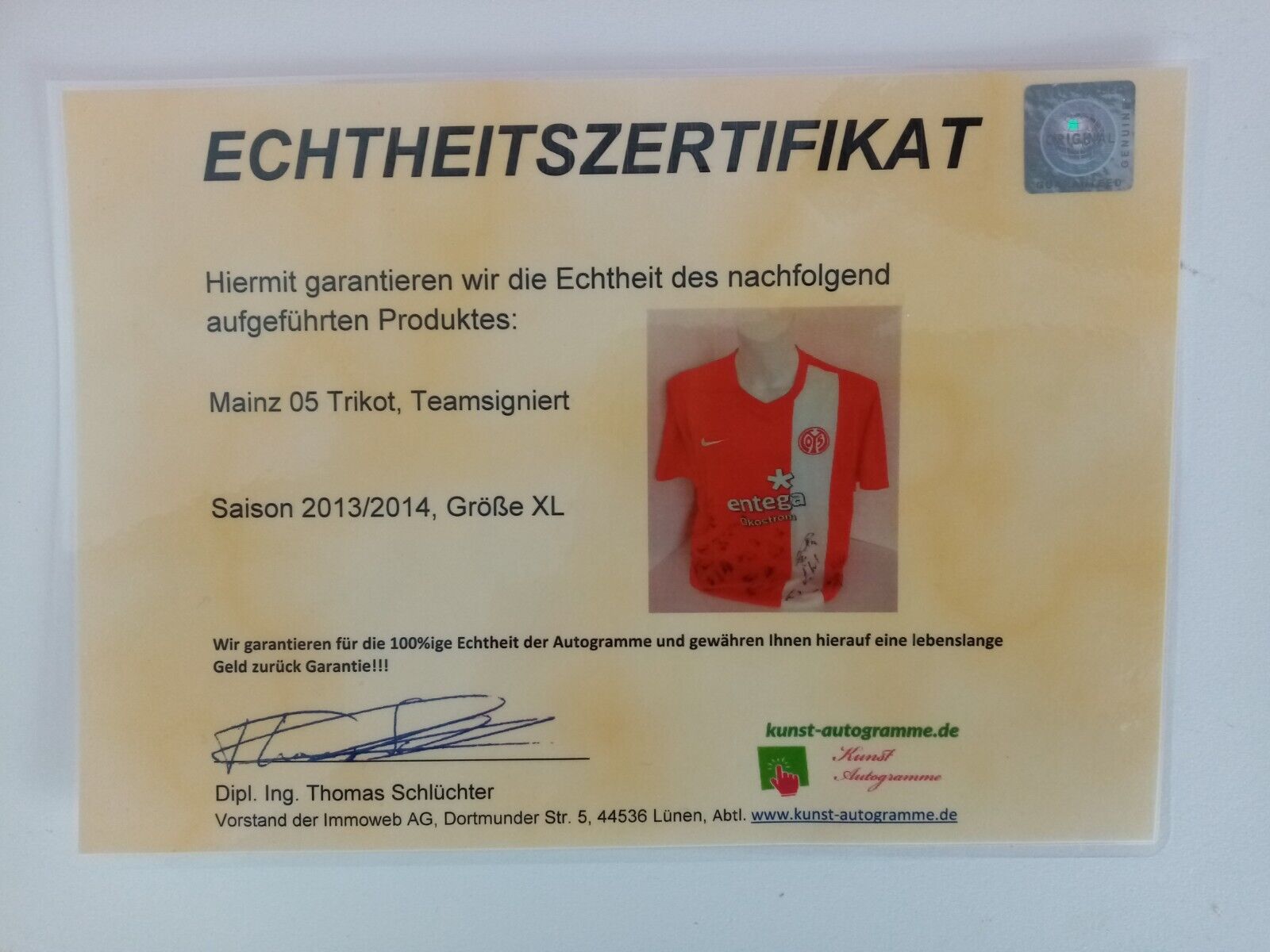 Mainz 05 jersey 2013/2014 team signed FSV Bundesliga autograph new nike coa XL