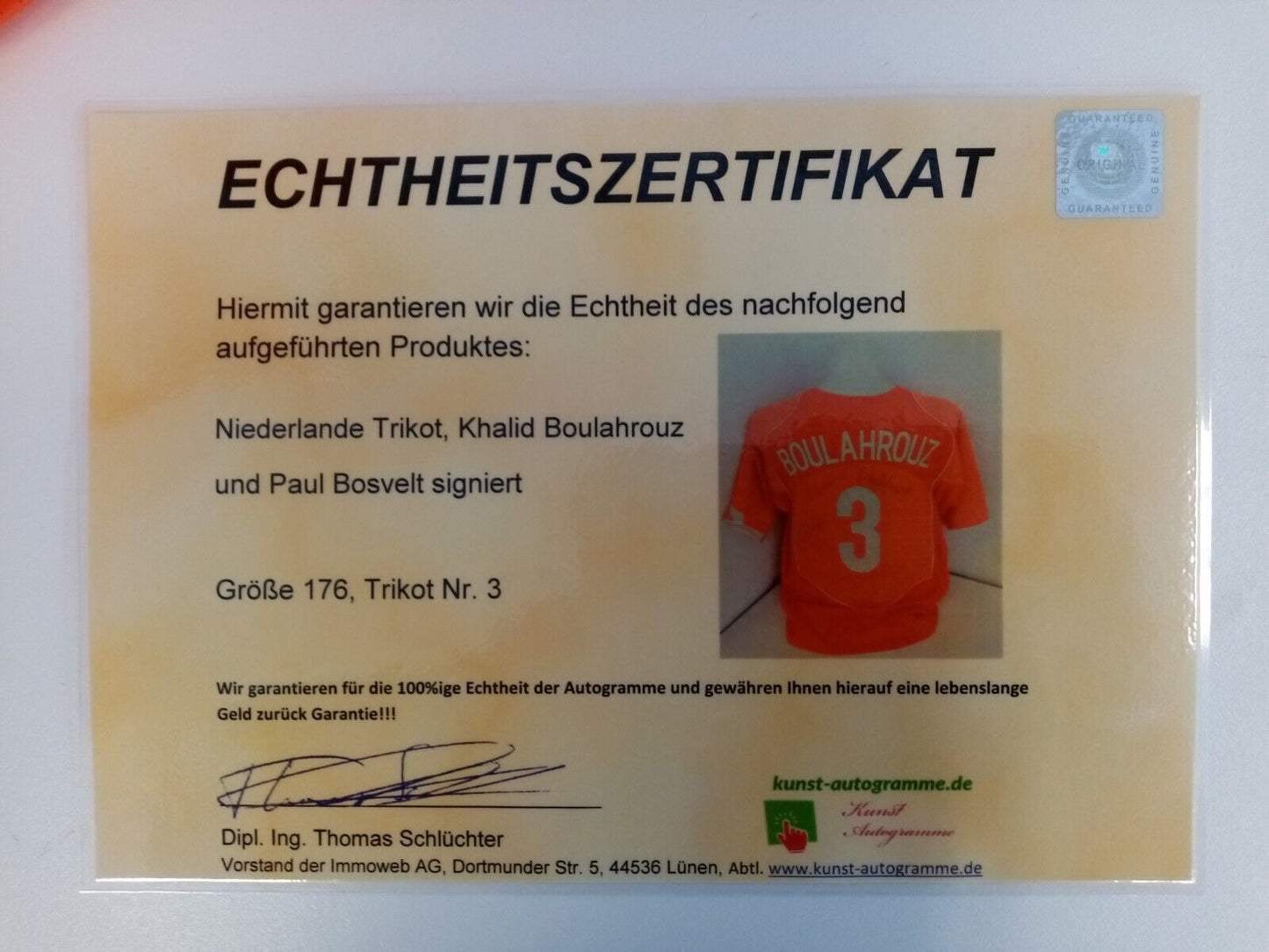 Netherlands jersey Khalid Boulahrouz and Paul Bosvelt signed Holland Nike 176