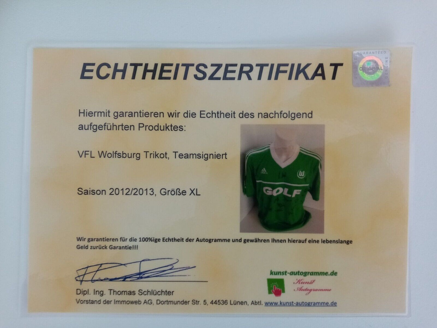 VFL Wolfsburg Jersey 2012/2013 Team Signed Wolves Autograph Football Adidas XL