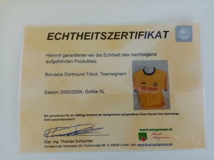BVB jersey 03/04 team signed Borussia Dortmund Autogram Signature GOOOL XL