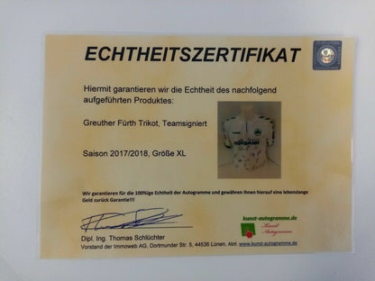 Greuther Fürth Trikot 2017/2018 team signed autograph signature Hummel XL