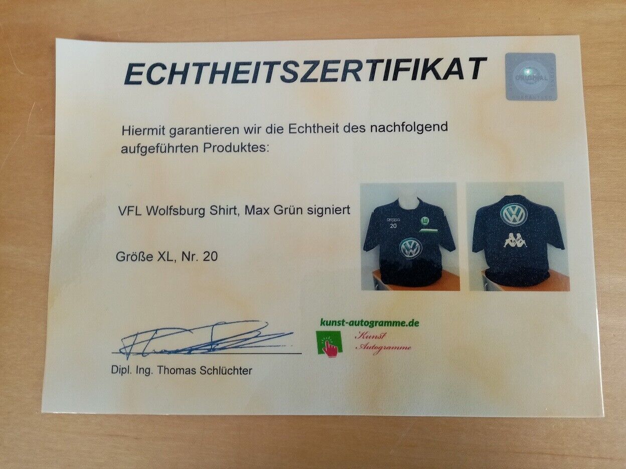 VFL Wolfsburg Shirt Max Grün signed Football Bundesliga Autograph Kappa COA XL