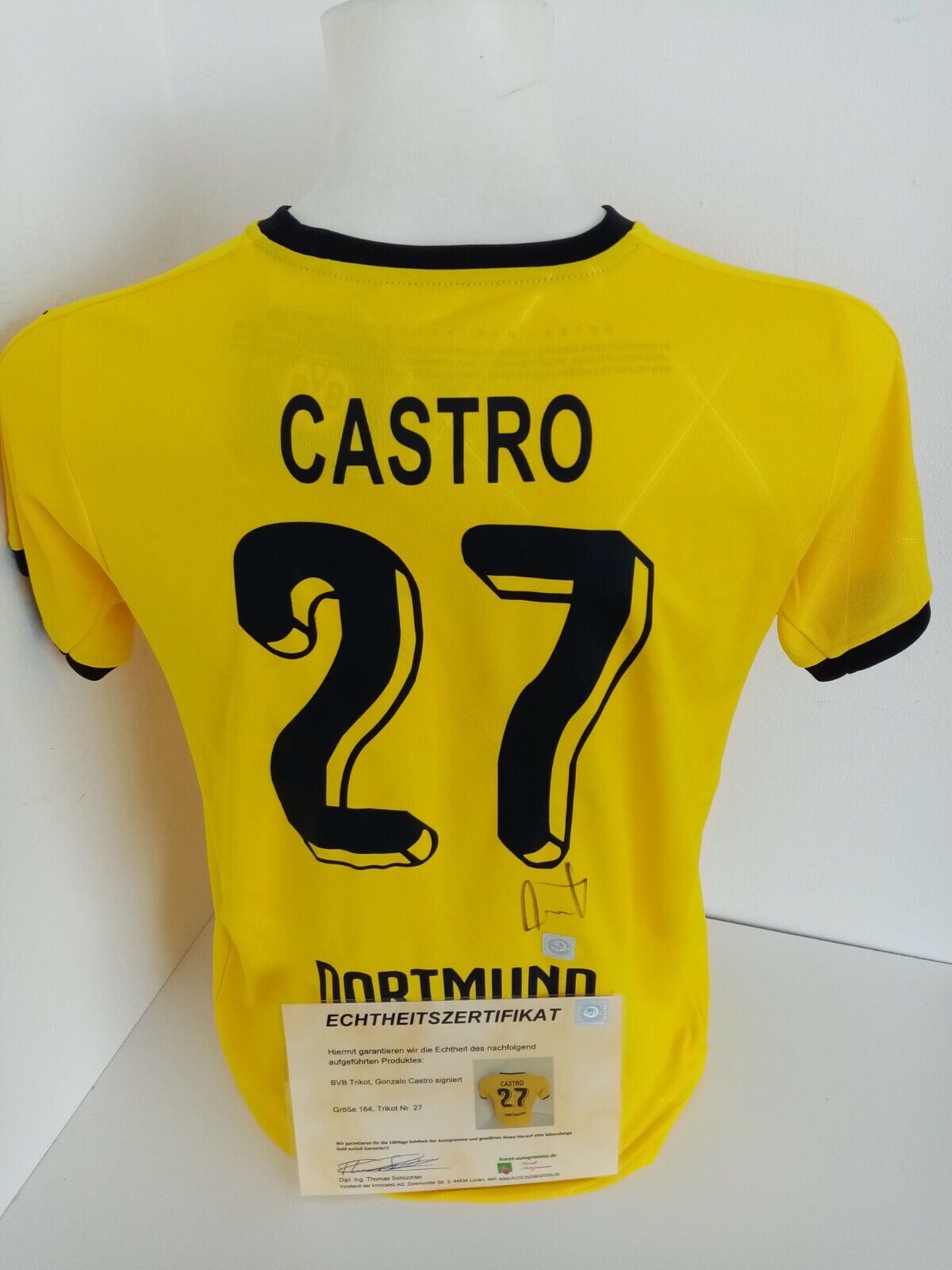 Borussia Dortmund jersey Gonzalo Castro signed BVB autograph football Puma 164