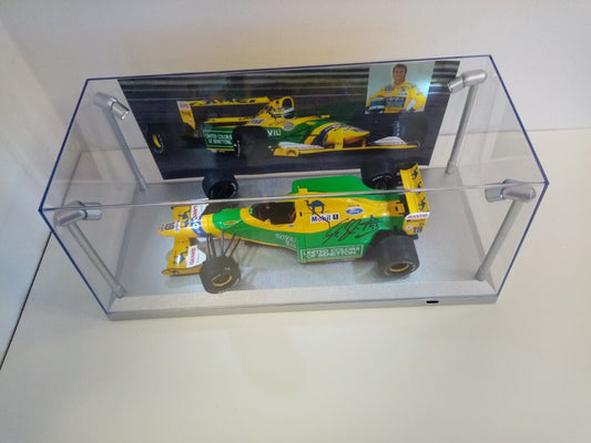 Car model Michael Schumacher signed in showcase + light Benetton Ford Formula 1