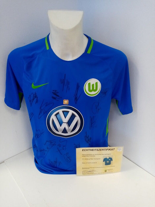 VFL Wolfsburg Jersey 2018/2019 Team Signed Wolves Autograph Adidas Bundesliga M