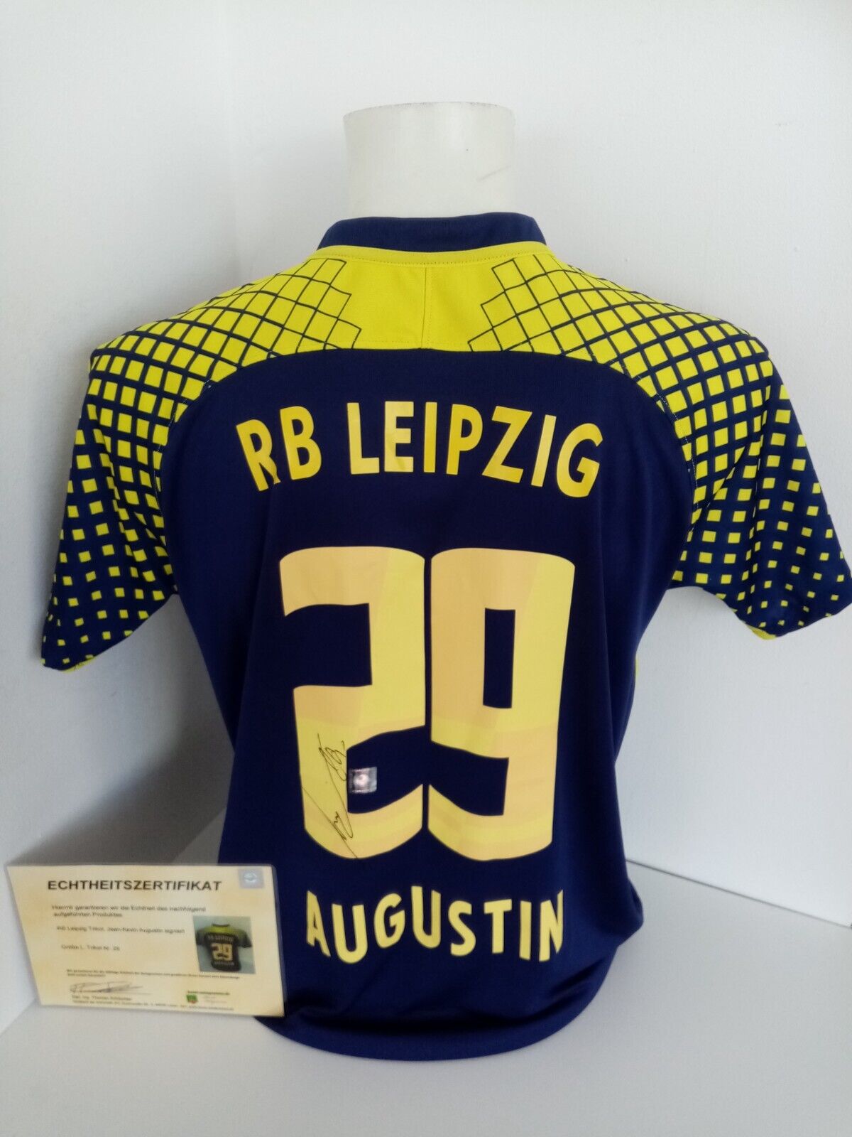 RB Leipzig jersey Augustin signed COA autograph football Red Bull Nike new L