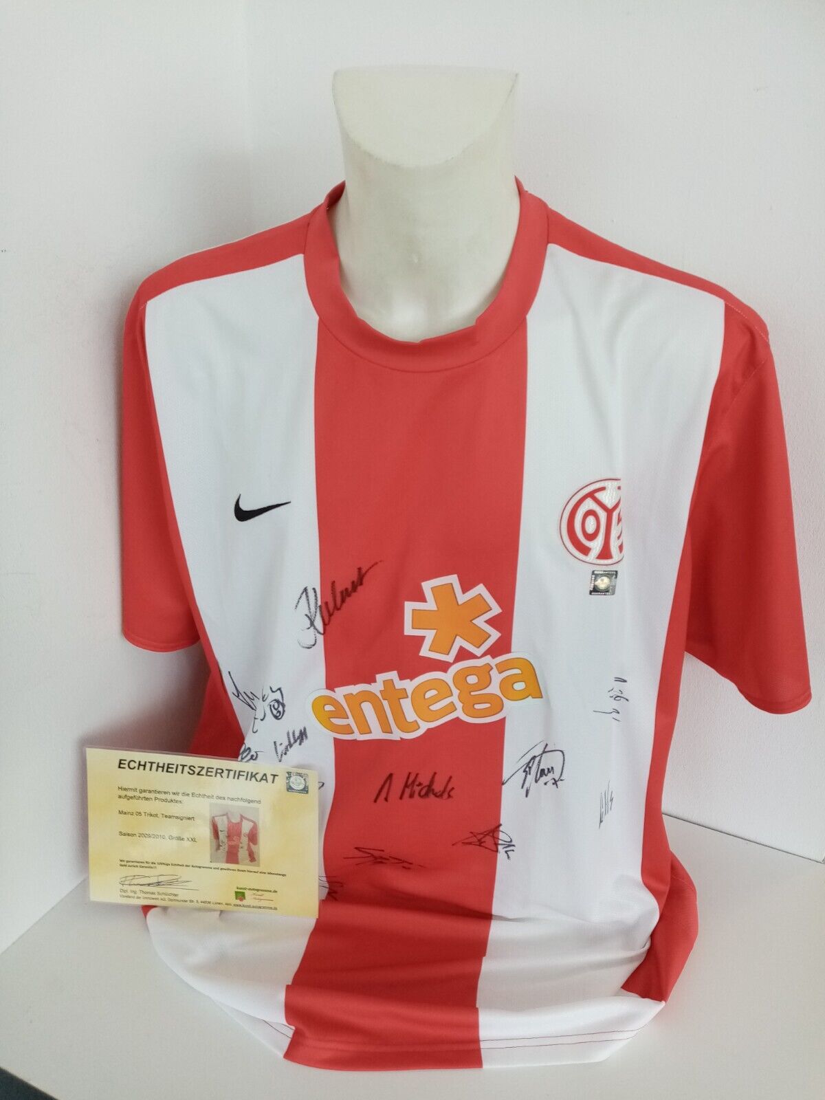 Mainz 05 jersey 09/10 team signed autograph football bundesliga nike new coa xxl
