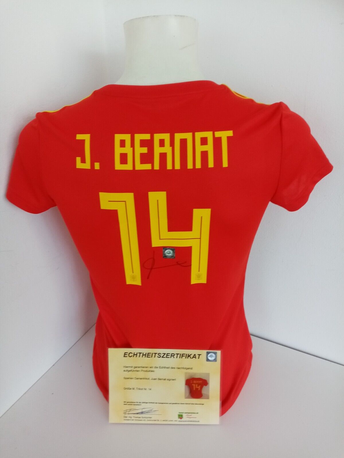 Spain Women's Jersey Juan Bernat signed autograph football Adidas New Espana M